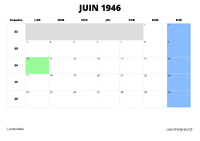 calendrier juin 1946 calendrier juin 1946 au format paysage
