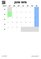 calendrier juin 1976 calendrier juin 1976 format portrait