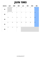 calendrier juin 1993 format portrait