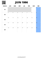 calendrier juin 1996 format portrait