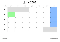 calendrier juin 2006 calendrier juin 2006 au format paysage
