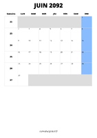 calendrier juin 2092 calendrier juin 2092 format portrait