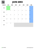 calendrier juin 2093 format portrait