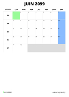 calendrier juin 2099 calendrier juin 2099 format portrait