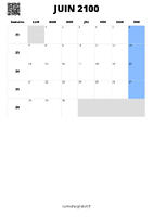 calendrier juin 2100 format portrait