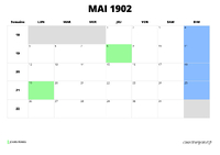 calendrier mai 1902 calendrier mai 1902 au format paysage