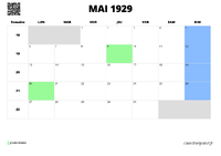 calendrier mai 1929 calendrier mai 1929 au format paysage