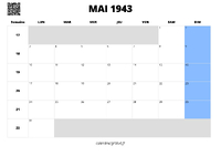 calendrier mai 1943 calendrier mai 1943 au format paysage