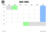 calendrier mai 1962 calendrier mai 1962 au format paysage