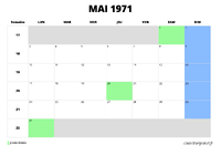 calendrier mai 1971 calendrier mai 1971 au format paysage