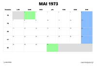calendrier mai 1973 calendrier mai 1973 au format paysage