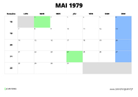 calendrier mai 1979 au format paysage