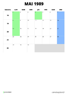 calendrier mai 1989 format portrait