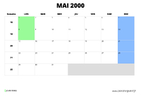 calendrier mai 2000 au format paysage