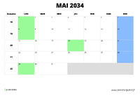 calendrier mai 2034 au format paysage