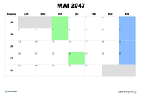 calendrier mai 2047 calendrier mai 2047 au format paysage