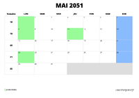 calendrier mai 2051 calendrier mai 2051 au format paysage