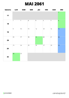 calendrier mai 2061 format portrait