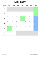 calendrier mai 2067 format portrait