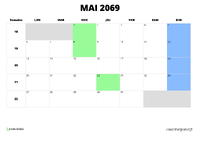 calendrier mai 2069 calendrier mai 2069 au format paysage