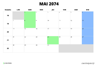 calendrier mai 2074 au format paysage