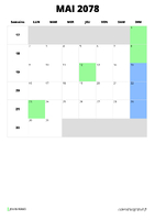 calendrier mai 2078 format portrait