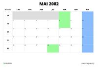 calendrier mai 2082 au format paysage
