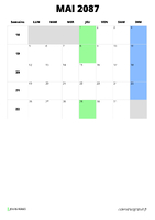 calendrier mai 2087 format portrait