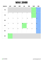 calendrier mai 2088 format portrait