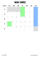 calendrier mai 2092 format portrait