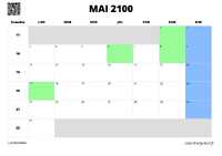 calendrier mai 2100 au format paysage