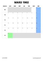 calendrier mars 1902 format portrait