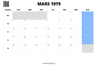 calendrier mars 1979 calendrier mars 1979 au format paysage