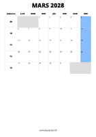 calendrier mars 2028 calendrier mars 2028 format portrait