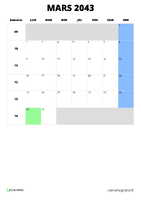 calendrier mars 2043 calendrier mars 2043 format portrait