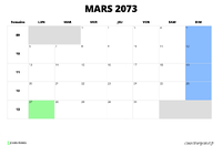 calendrier mars 2073 calendrier mars 2073 au format paysage