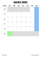 calendrier mars 2092 calendrier mars 2092 format portrait