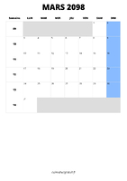 calendrier mars 2098 calendrier mars 2098 format portrait