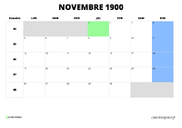 calendrier novembre 1900 calendrier novembre 1900 au format paysage