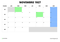 calendrier novembre 1927 calendrier novembre 1927 au format paysage
