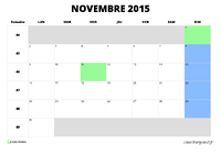 calendrier novembre 2015 calendrier novembre 2015 au format paysage