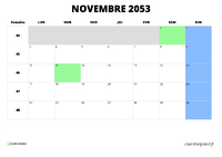 calendrier novembre 2053 calendrier novembre 2053 au format paysage