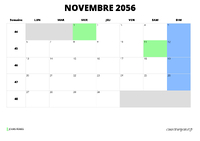 calendrier novembre 2056 calendrier novembre 2056 au format paysage
