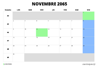 calendrier novembre 2065 calendrier novembre 2065 au format paysage