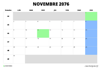 calendrier novembre 2076 calendrier novembre 2076 au format paysage