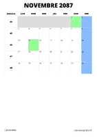 calendrier novembre 2087 calendrier novembre 2087 format portrait