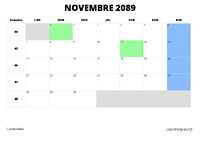 calendrier novembre 2089 calendrier novembre 2089 au format paysage