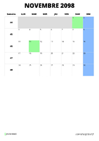 calendrier novembre 2098 calendrier novembre 2098 format portrait