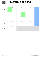 calendrier novembre 2100 format portrait