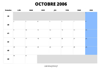 calendrier octobre 2006 calendrier octobre 2006 au format paysage